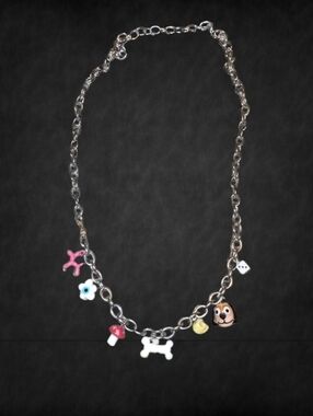 Charming Silver Necklace with Colorful Charms